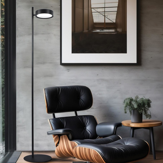 Lampada da terra nera led 28w 3000k dimmerabile orientabile fp