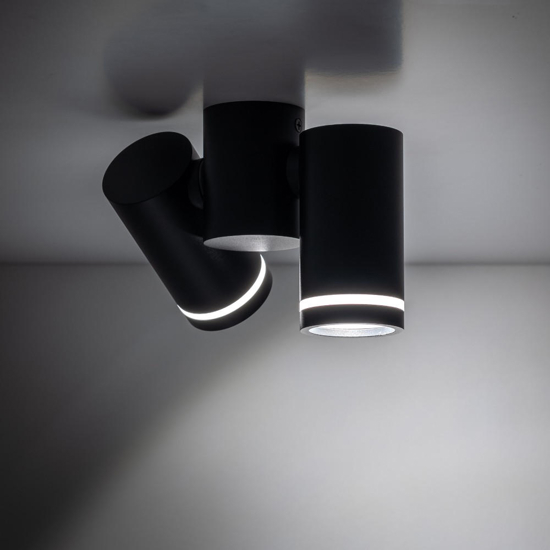 Plafoniera nera da cucina con faretti orientabili da soffitto