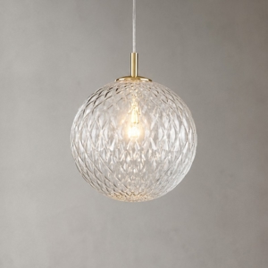 Lampada a sospensione oro sfera 30 cm di vetro trasparente rigato contemporaneo