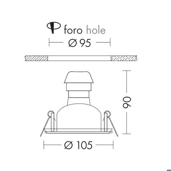 Faretto nero rotondo orientabile da incasso a soffitto
