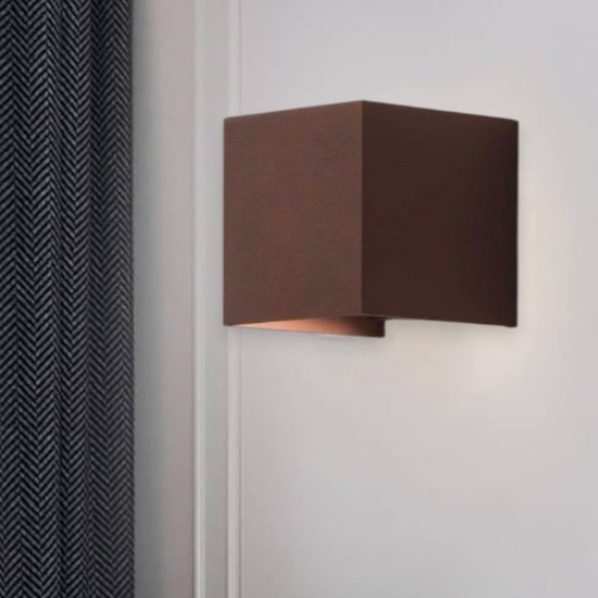 Isyluce applique cubo led 16w 3000k corten da esterno