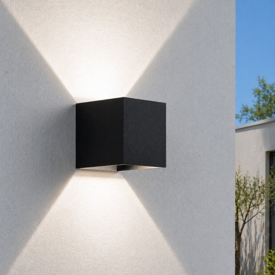 Applique da esterno nero cubo led 16w 4000k moderna