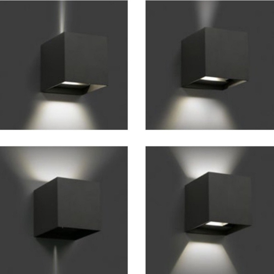 Applique da esterno nero cubo led 16w 4000k moderna