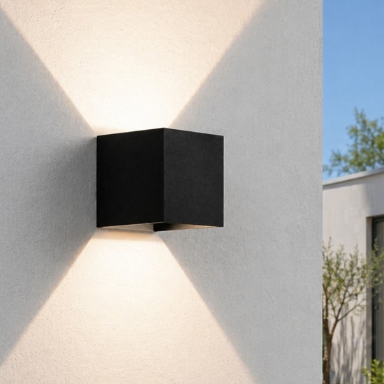 Applique da esterno cubo isyluce 16w 3000k nero