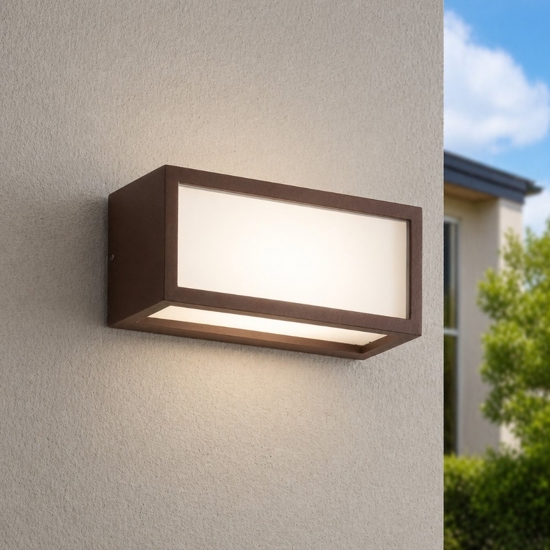 Applique da esterno corten moderna rettangolare isyluce deco