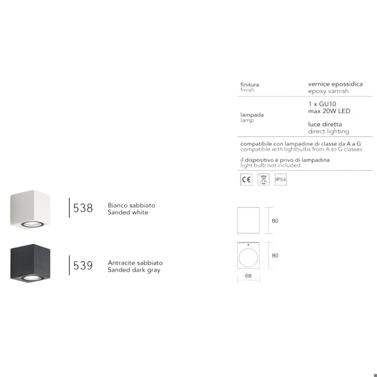 Applique per esterno mono emissione isyluce cubo antracite