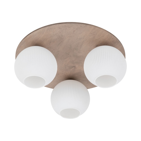 Plafoniera da soffitto moderna in legno sfere di vetro bianco