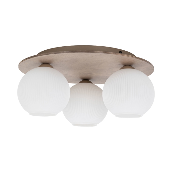 Plafoniera da soffitto moderna in legno sfere di vetro bianco