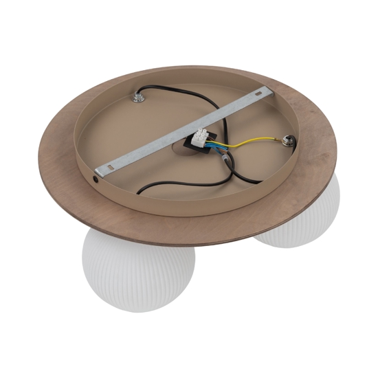 Plafoniera da soffitto moderna in legno sfere di vetro bianco