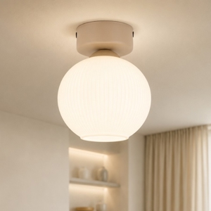 Plafoniera lampada da soffitto in legno sfera di vetro bianco