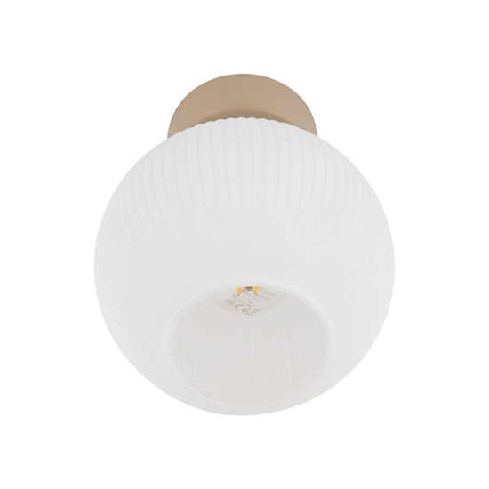 Plafoniera lampada da soffitto in legno sfera di vetro bianco