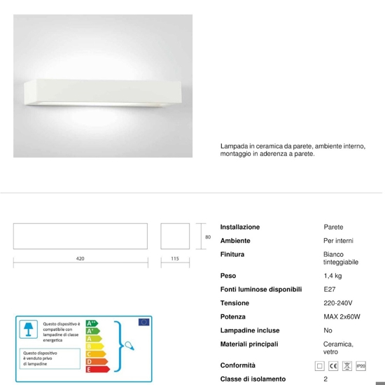Isyluce applique di gesso moderna rettangolare bianca