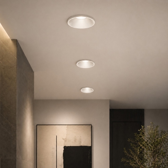 Faretto bianco da incasso rotondo in metallo per soffitto