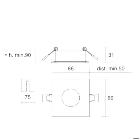 Isyluce faretto quadrato metallo bianco da incasso controsoffitto