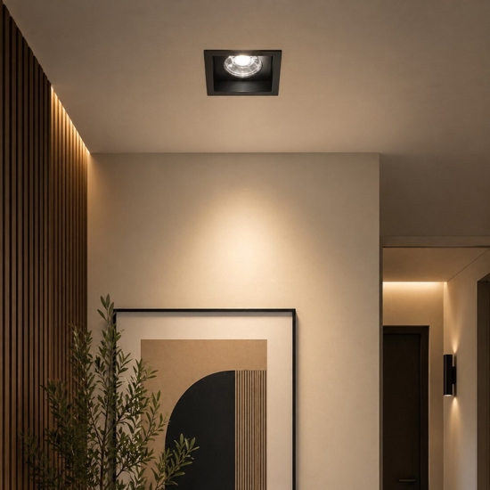 Isyluce faretto quadrato nero da incasso per controsoffitto