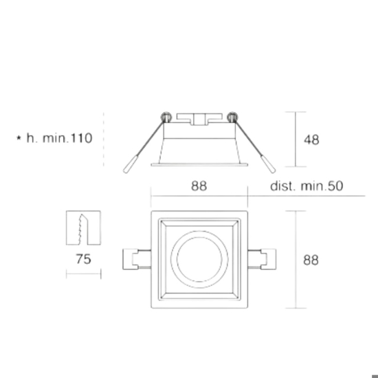 Isyluce faretto quadrato bianco da incasso per soffitto