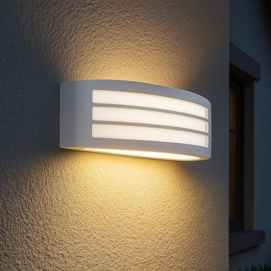 Applique da esterno moderno bianco curvo