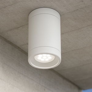 Faretto da esterno led a soffitto ip44 cilindro bianco gu10 fp