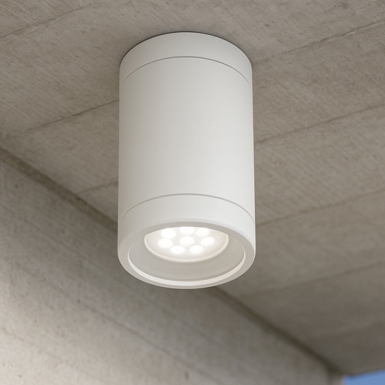 Faretto da esterno led a soffitto ip44 cilindro bianco gu10 fp
