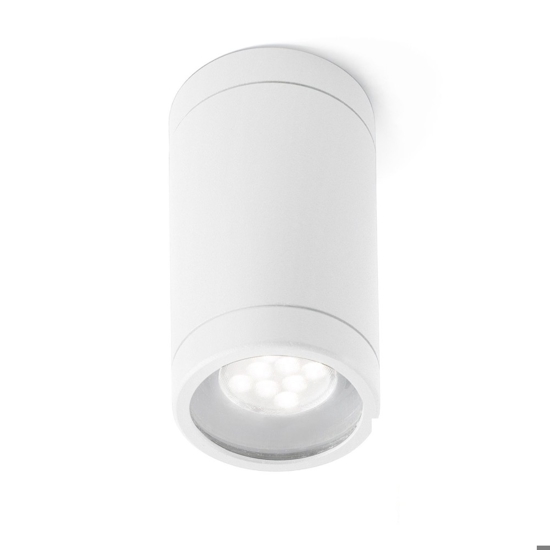 Faretto da esterno led a soffitto ip44 cilindro bianco gu10 fp