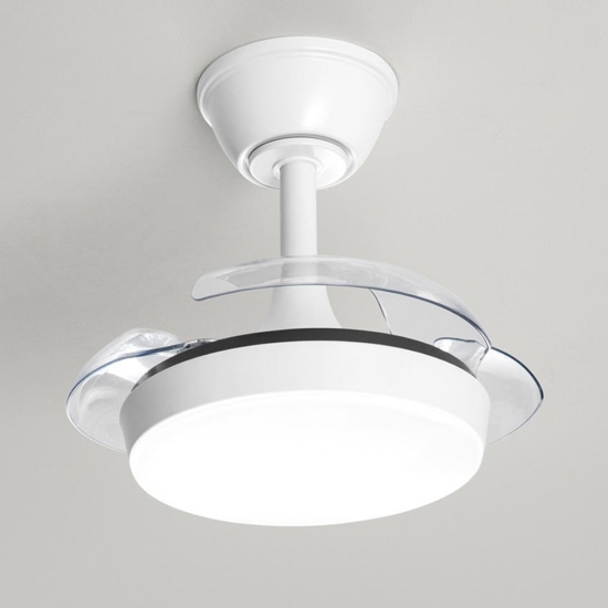 Ventilatore a plafoniera bianco da soffitto con luce pale richiudibili con telecomando