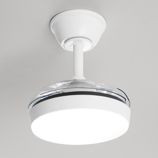 Ventilatore a plafoniera bianco da soffitto con luce pale richiudibili con telecomando