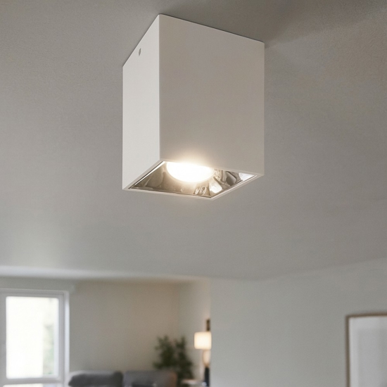Isyluce faretto bianco squadrato cromo fp