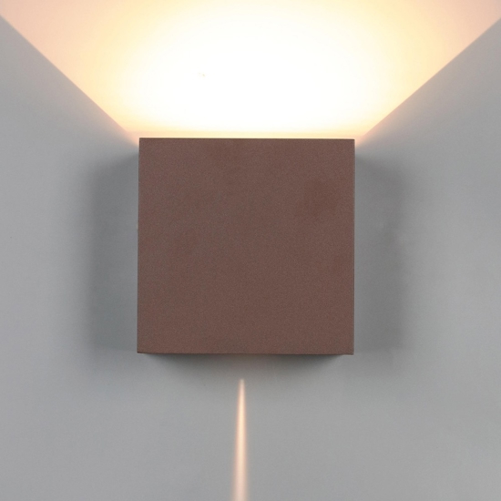 Applique cubo 20w 3000k xl corten marrone da esterno