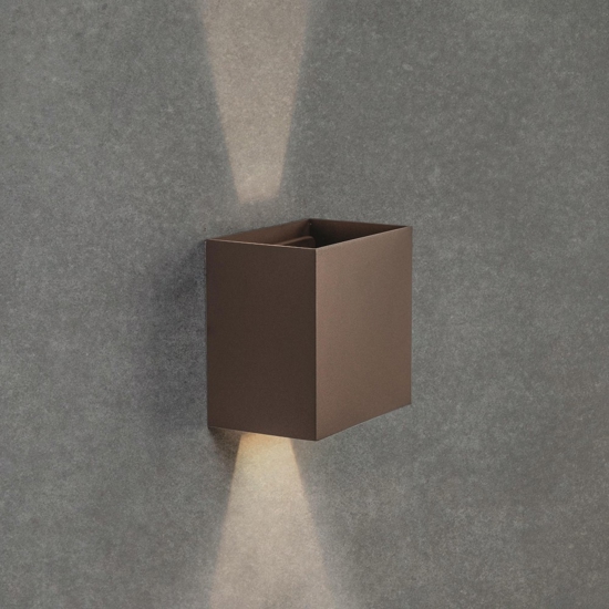 Applique cubo 20w 3000k xl corten marrone da esterno