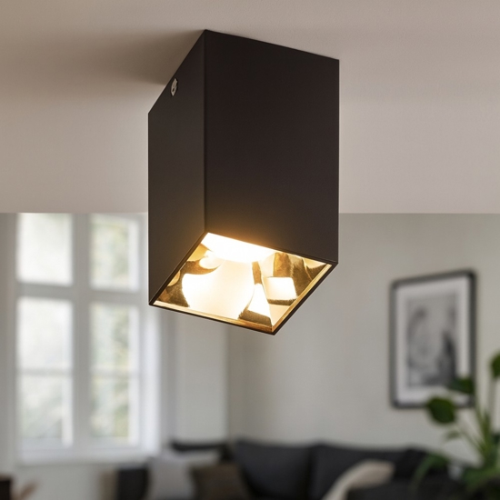 Isyluce faretto da soffitto quadrato nero cromo