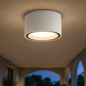 Plafoniera per esterno da soffitto bianco tondo