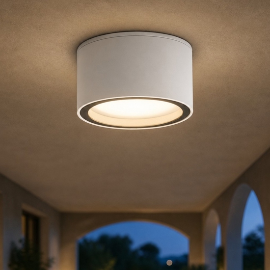 Plafoniera per esterno da soffitto bianco tondo