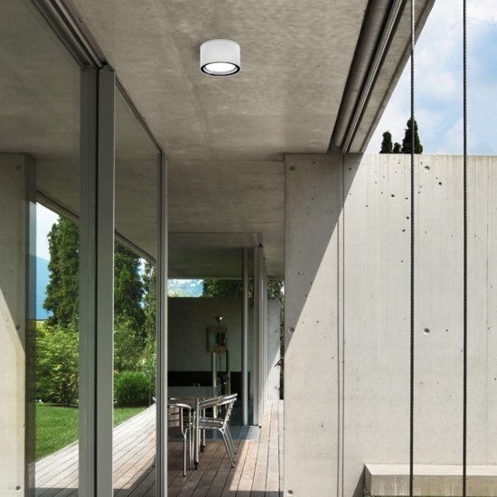 Plafoniera per esterno da soffitto bianco tondo