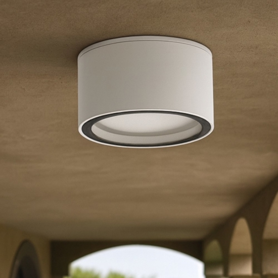 Plafoniera per esterno da soffitto bianco tondo