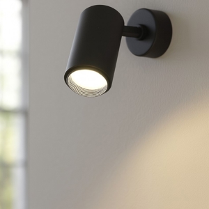 Applique moderna con spot orientabile cilindro nero