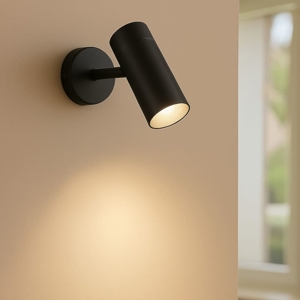 Applique moderna con cilindro nero da soffitto orientabile