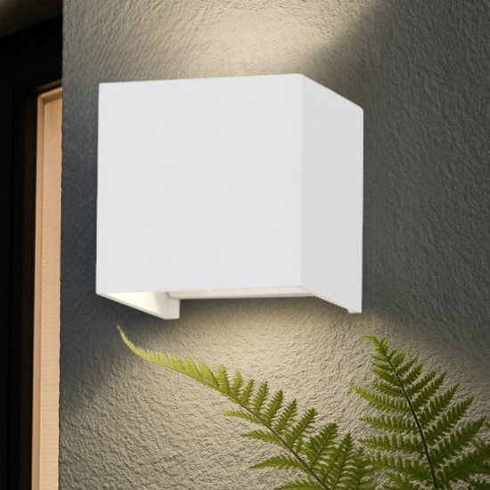 Applique 20w 4000k cubo xl da esterno bianco led moderna