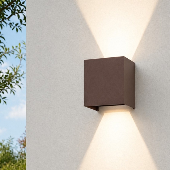 Applique cubo xl corten marrone per esterno 20w 4000k