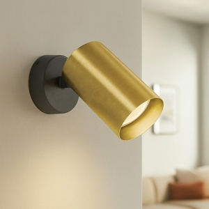 Applique con spot orientabile cilindro nero oro orientabile