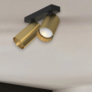 Plafoniera per cucina con 2 faretti orientabili colore oro