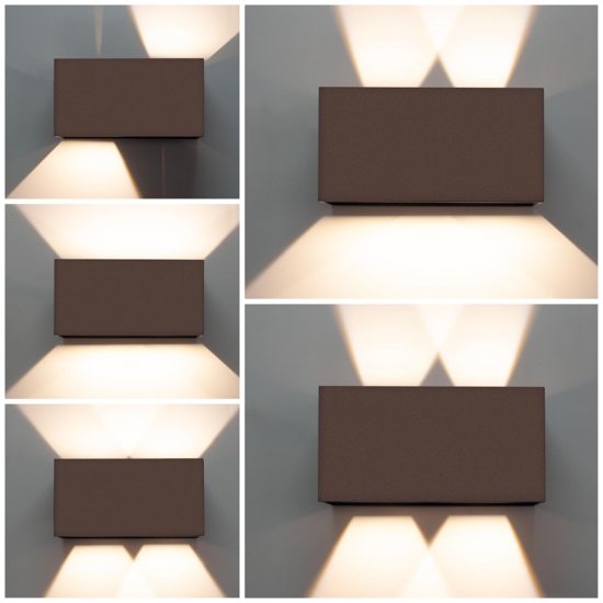 Applique da esterno 20w 3000k  marrone moderna rettangolare