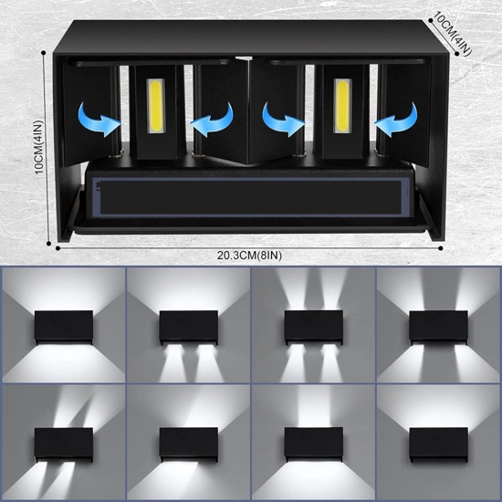 Applique da esterno nero led 24w 4000k rettangolare