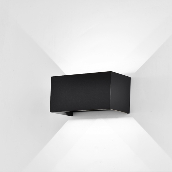 Applique 24w 3000k rettangolare nero da esterno moderna