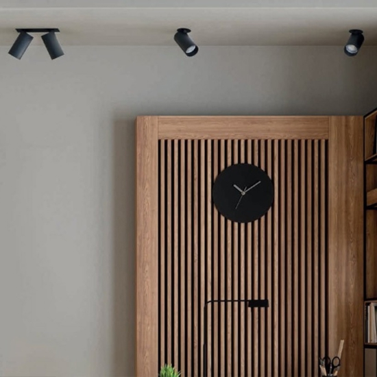 Faretto da incasso a soffitto cilindro nero orientabile