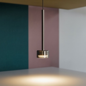 Lampada sospensione nera vetro cromo trasparente
