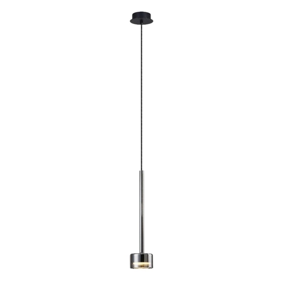 Lampada sospensione nera vetro cromo trasparente
