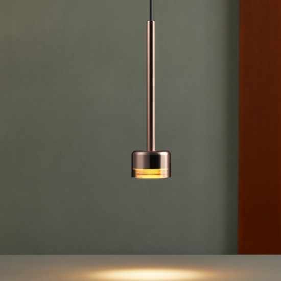 Lampada a sospensione vetro rame trasparente