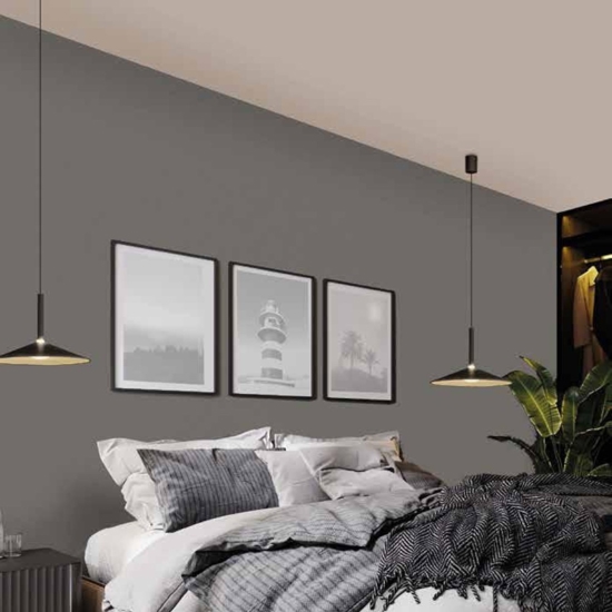 Lampada a sospensione saliscendi nero disco 9w 3000k
