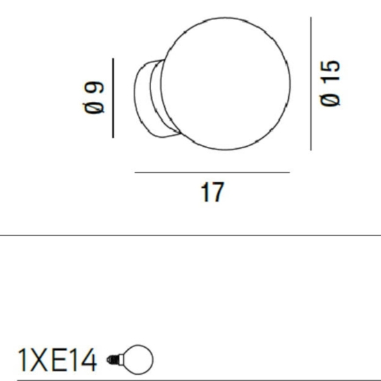 Perenz maga applique da bagno sfera vetro 15cm