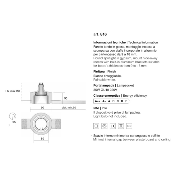 Faretto in gesso da incasso per controsoffitto rotondo isyluce